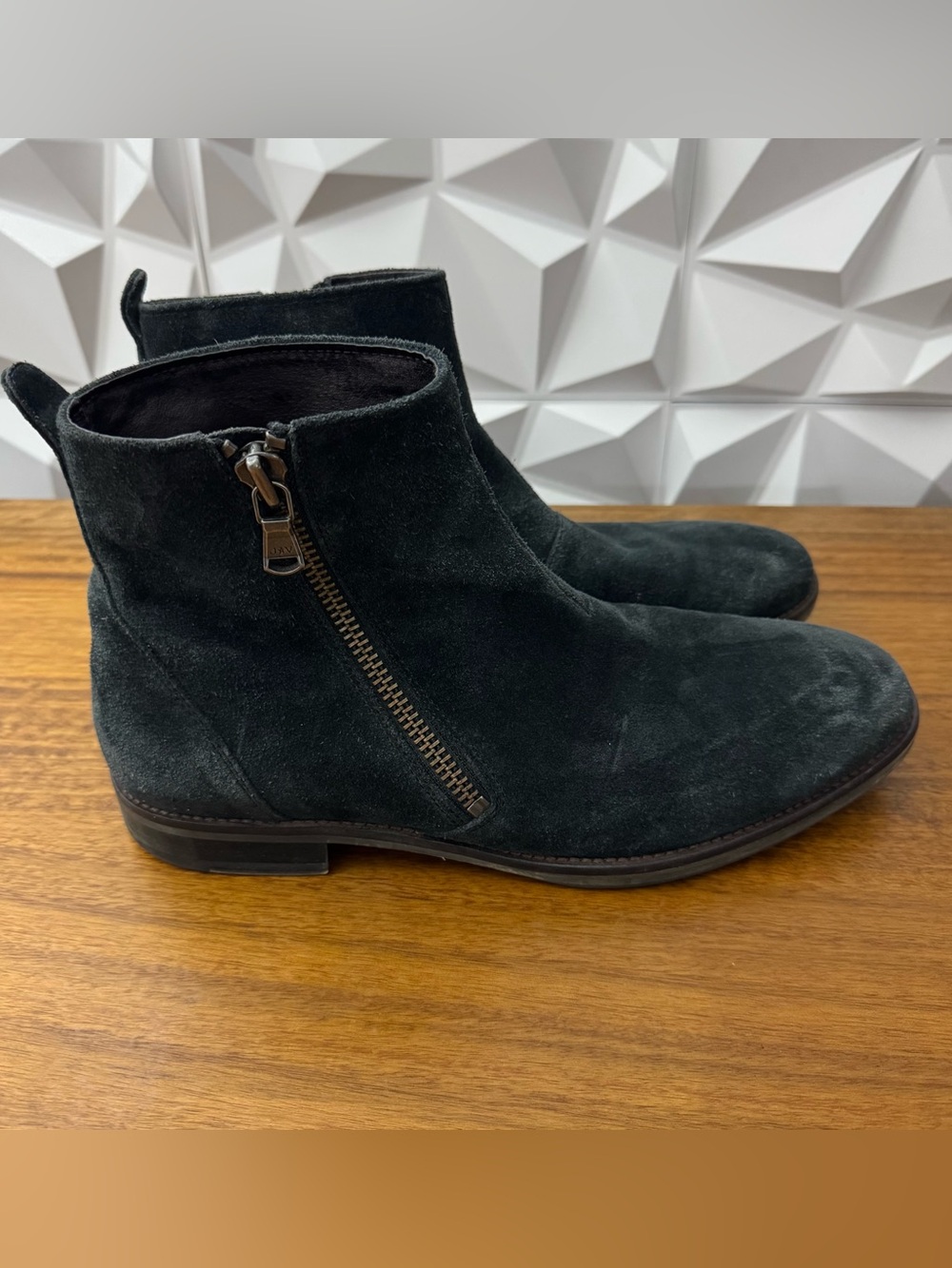 John Varvatos USA Men's Black Suede Side-Zip Ankle Boots Size 10